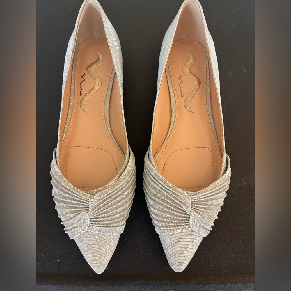 Nina Sparkly Silver Flats